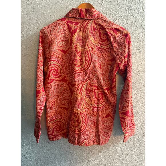 Ralph Lauren Women’s Cotton Red Paisley Pajama Top Button Front Size Small - Picture 7 of 7